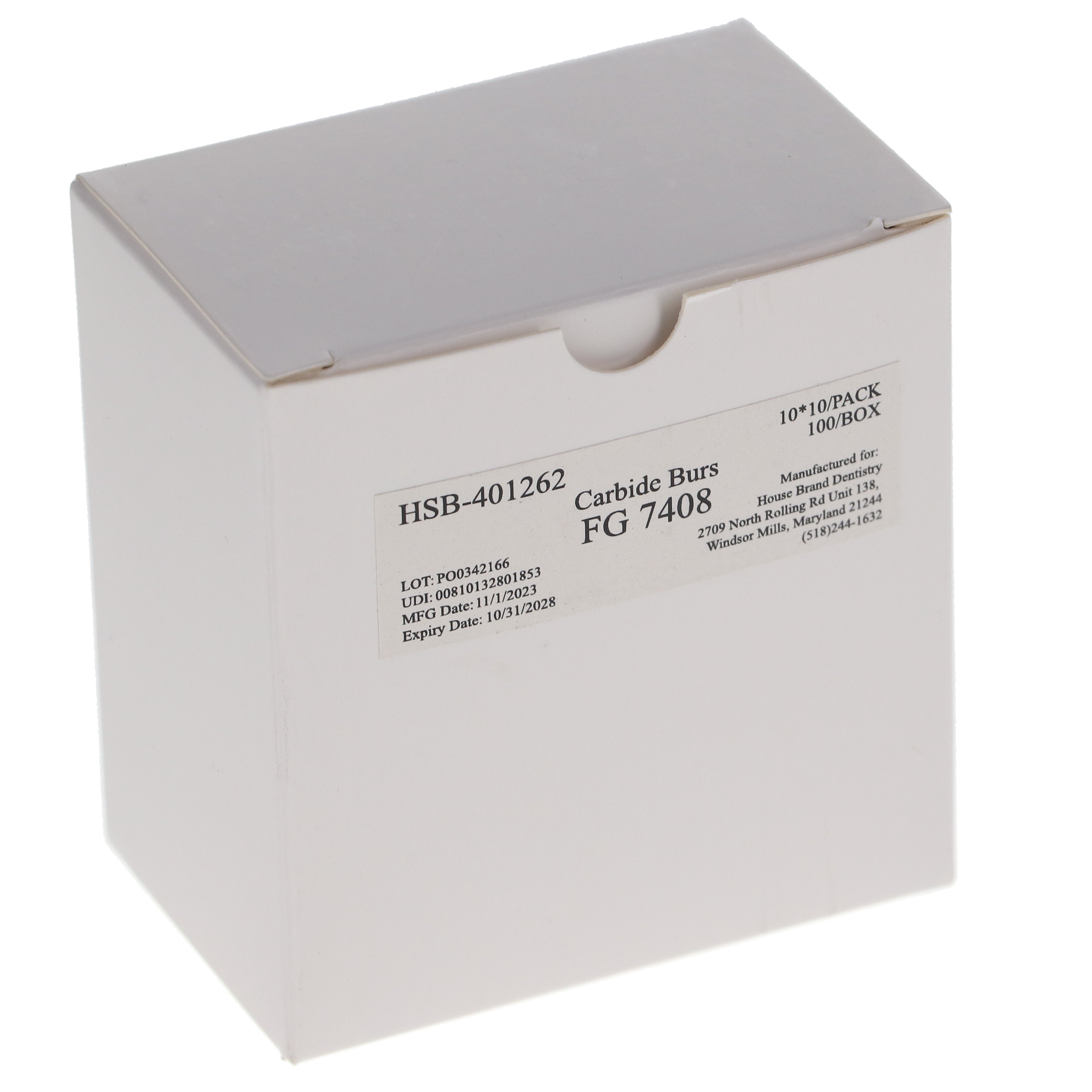 House Brand Dentistry 401262 HSB #7408 12-Blade Egg Shaped Trimming & Finishing Burs 100/Pk