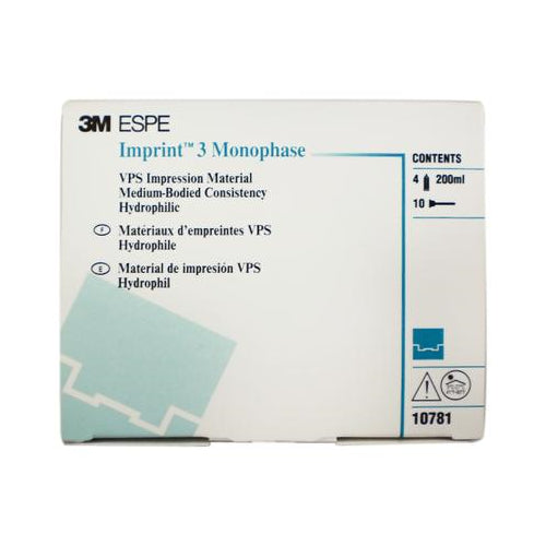 3M ESPE 10781 Imprint 3 VPS Impression Material Cartridges Monophase Medium Body 4/Pk