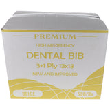 House Brand Dentistry 109234 HSB Dental Patient Bibs 3+1 Ply 13" X 18" Beige 500/Bx