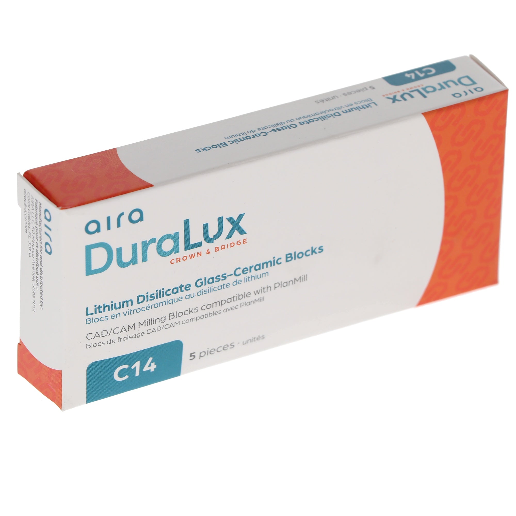 Aira 600154 DuraLux IPS e.max Type Blocks CAD LT C14 A2 5/Pk