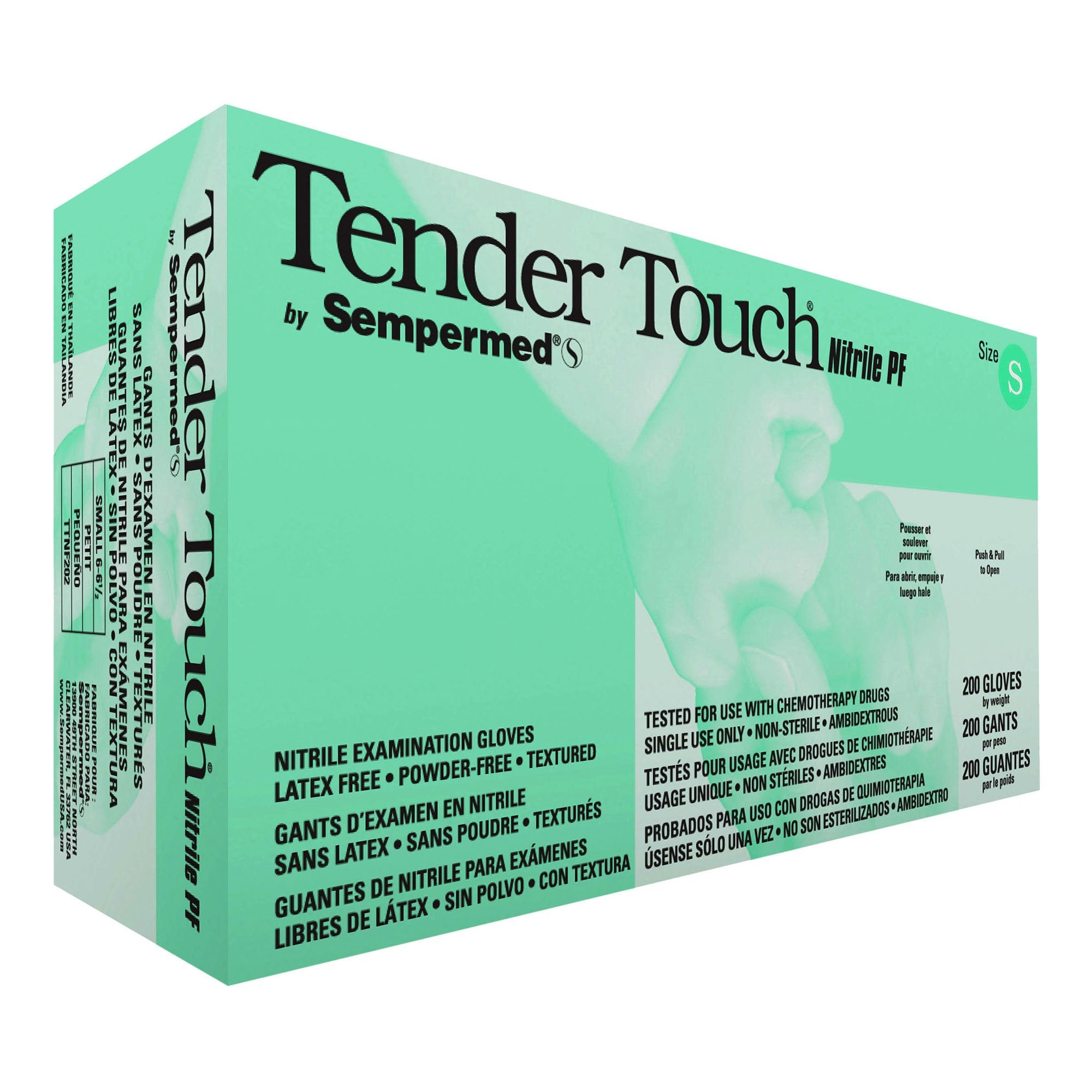 Sempermed TTNF202 Tender Touch Nitrile Gloves Small Powder Free Chemical Barrier 200/Bx