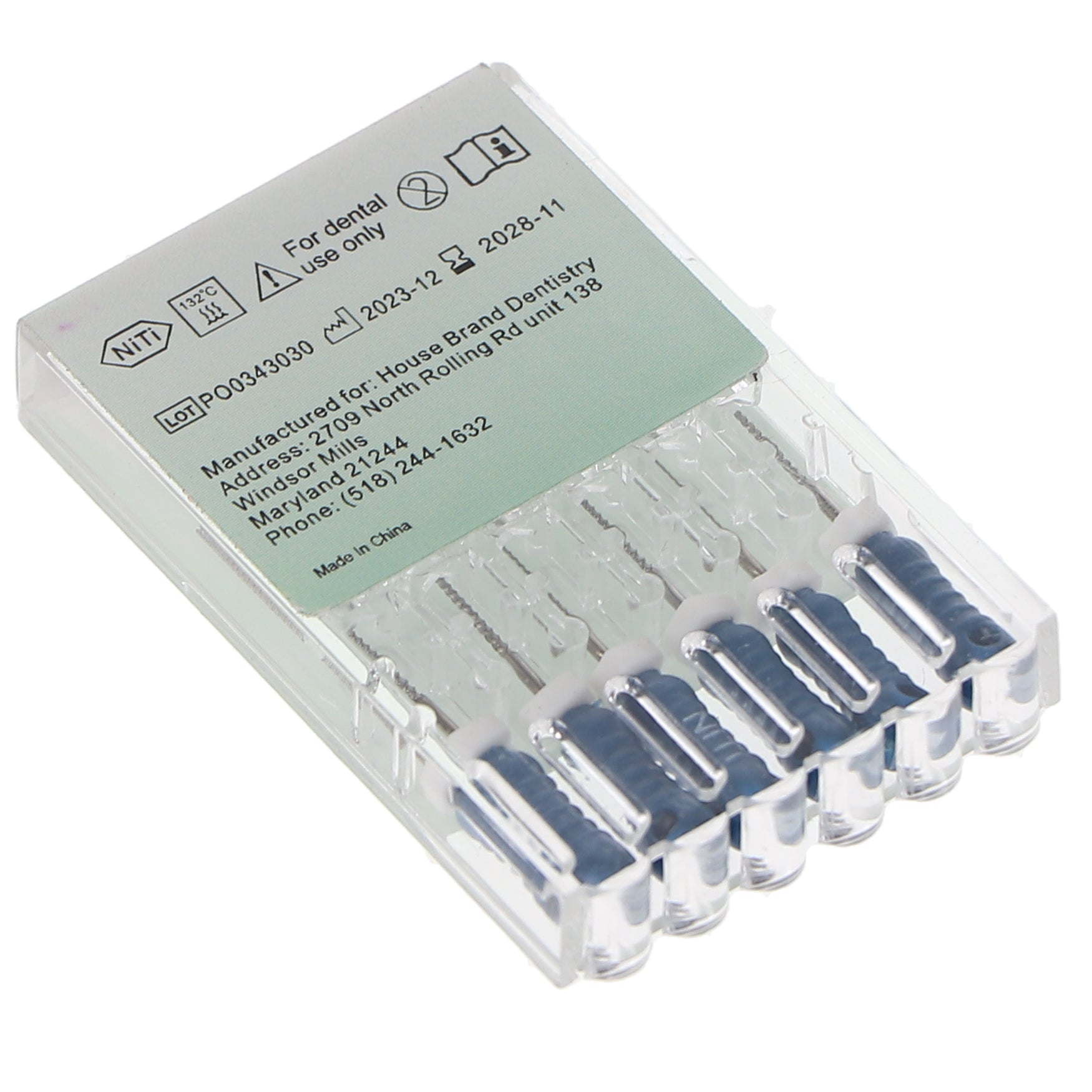 House Brand Dentistry 400306 HSB Endodontic K-Files NiTi 21mm #30 6/Pk