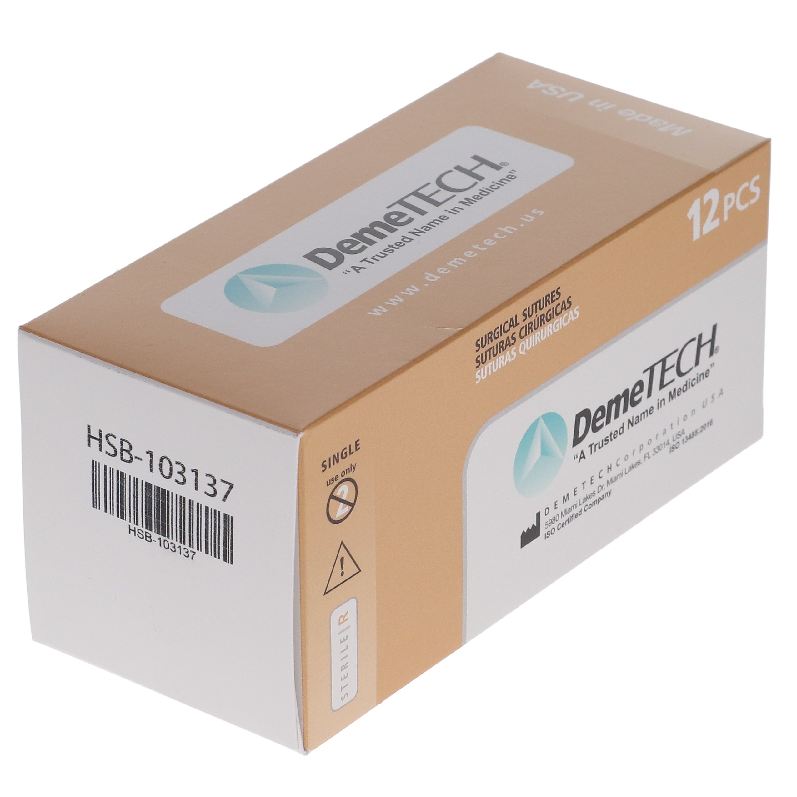 House Brand Dentistry 103137 HSB Chromic Gut Reverse Cutting Absorbable Sutures Brown 45cm 5/0 12mm DC-2 3/8 Circle 12/Bx