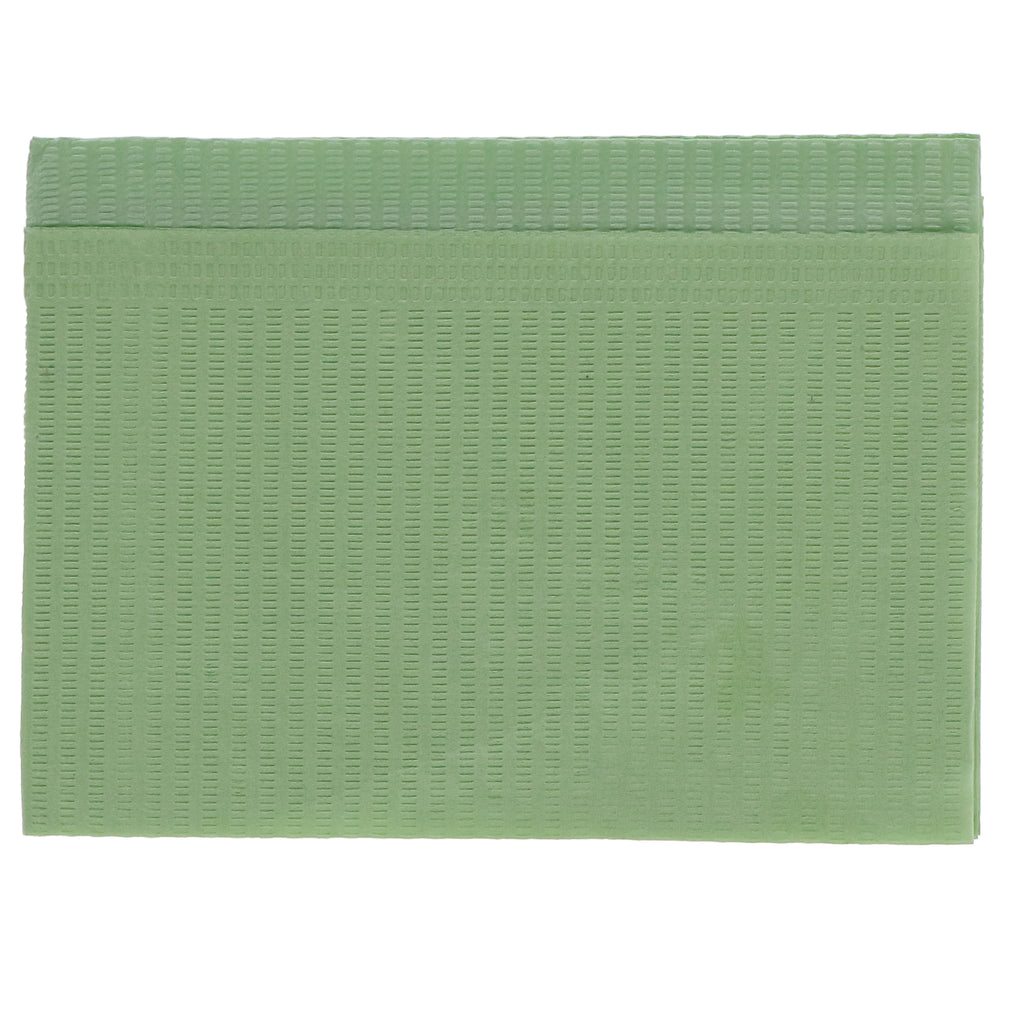 House Brand Dentistry 109235 HSB Dental Patient Bibs 3+1 Ply 13" X 18" Green 500/Bx