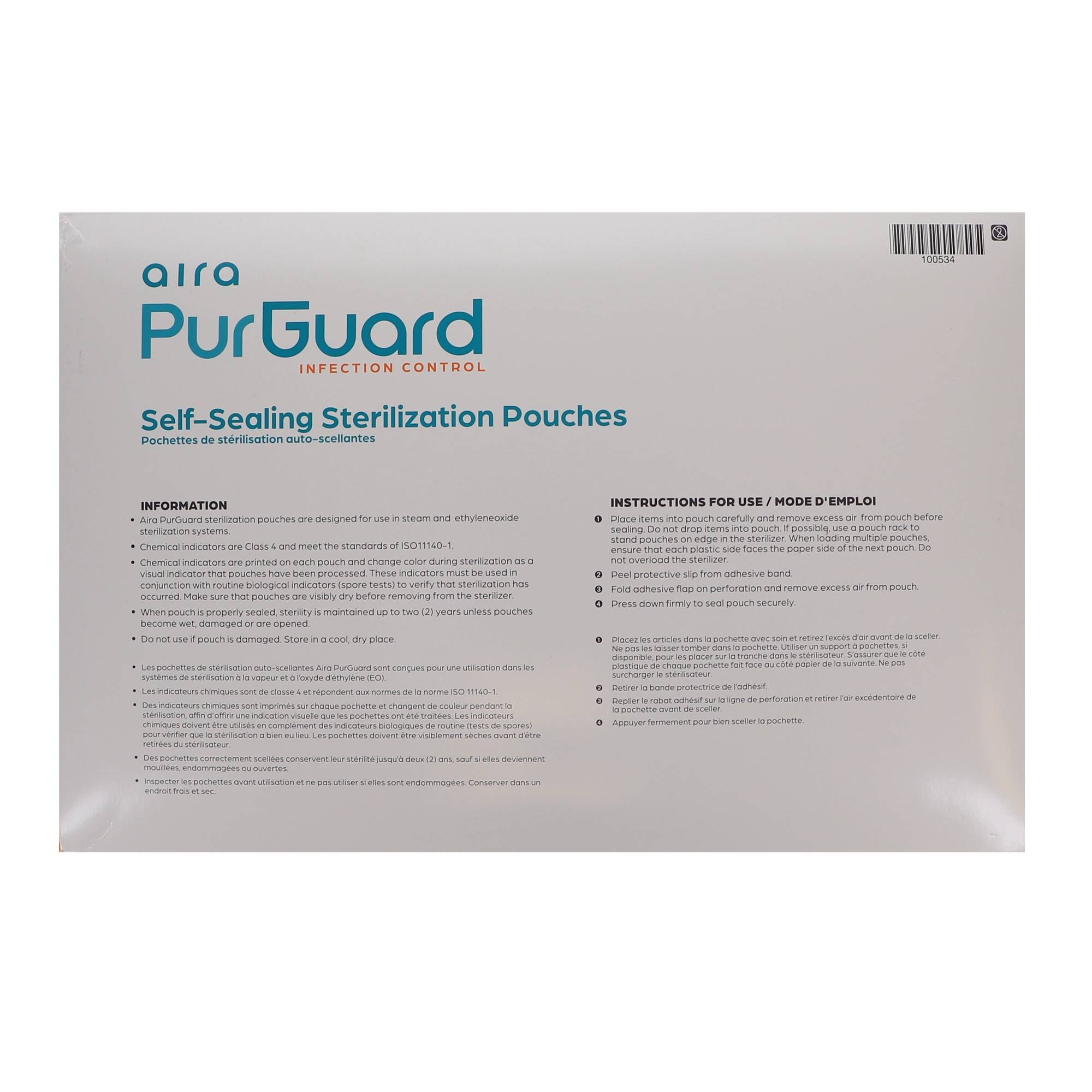 Aira 100534 PurGuard Self-Sealing Sterilization Pouches 12