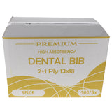 House Brand Dentistry 109221 HSB Dental Patient Bibs 2+1 Ply 13" X 18" Beige 500/Bx