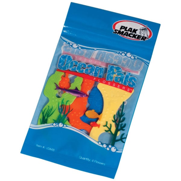 Plak Smacker 10448 Ocean Pals Oral Dental Flossers Assorted 4 Per Pack 24 Count