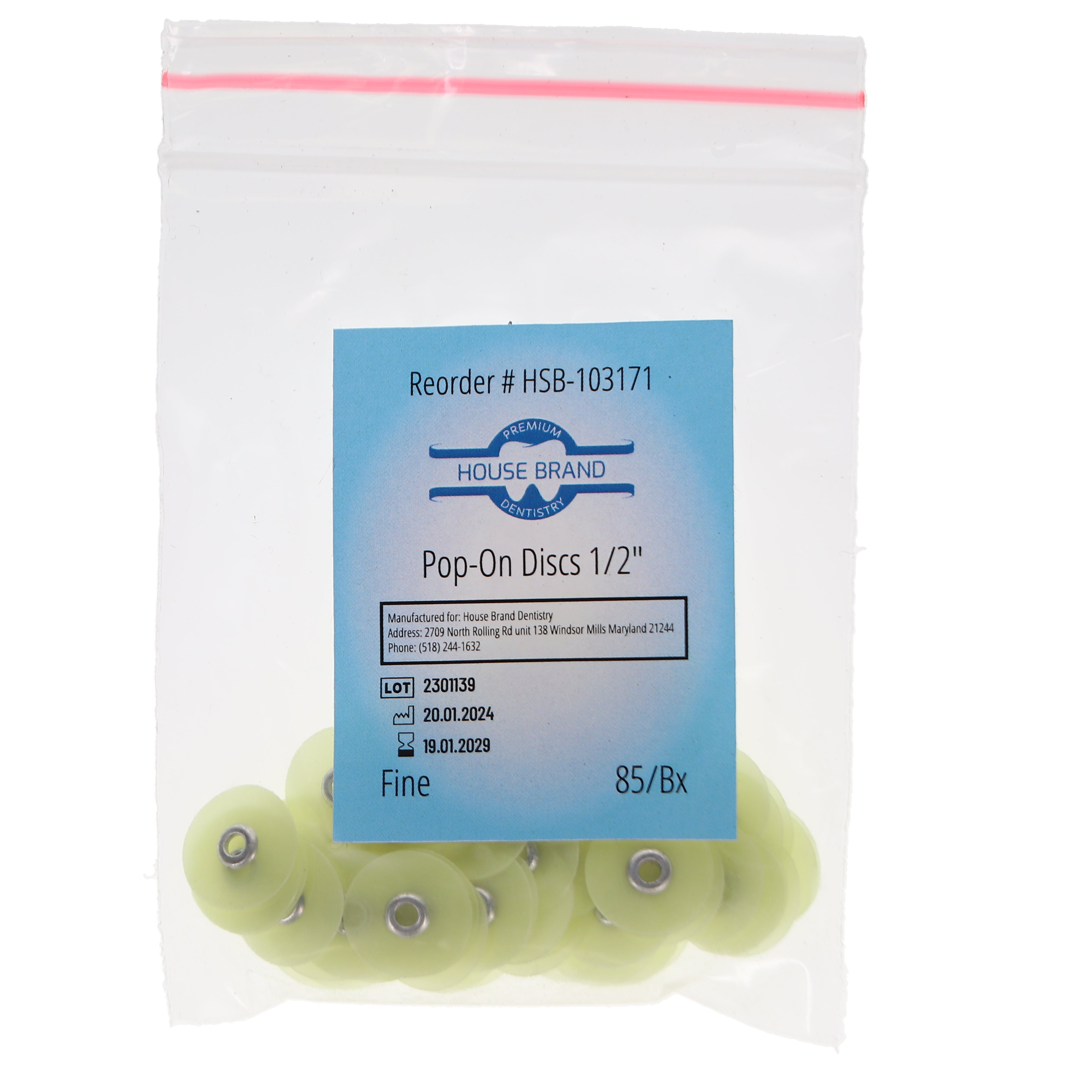 House Brand Dentistry 103171 HSB Pop-On Finishing & Polishing Discs 1/2