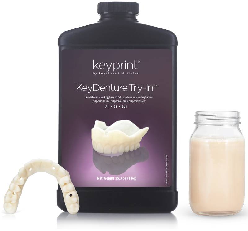 Keystone 4220401 KeyPrint KeyDenture Try-In Biocompatible 3D Printing Resin A1 1KG