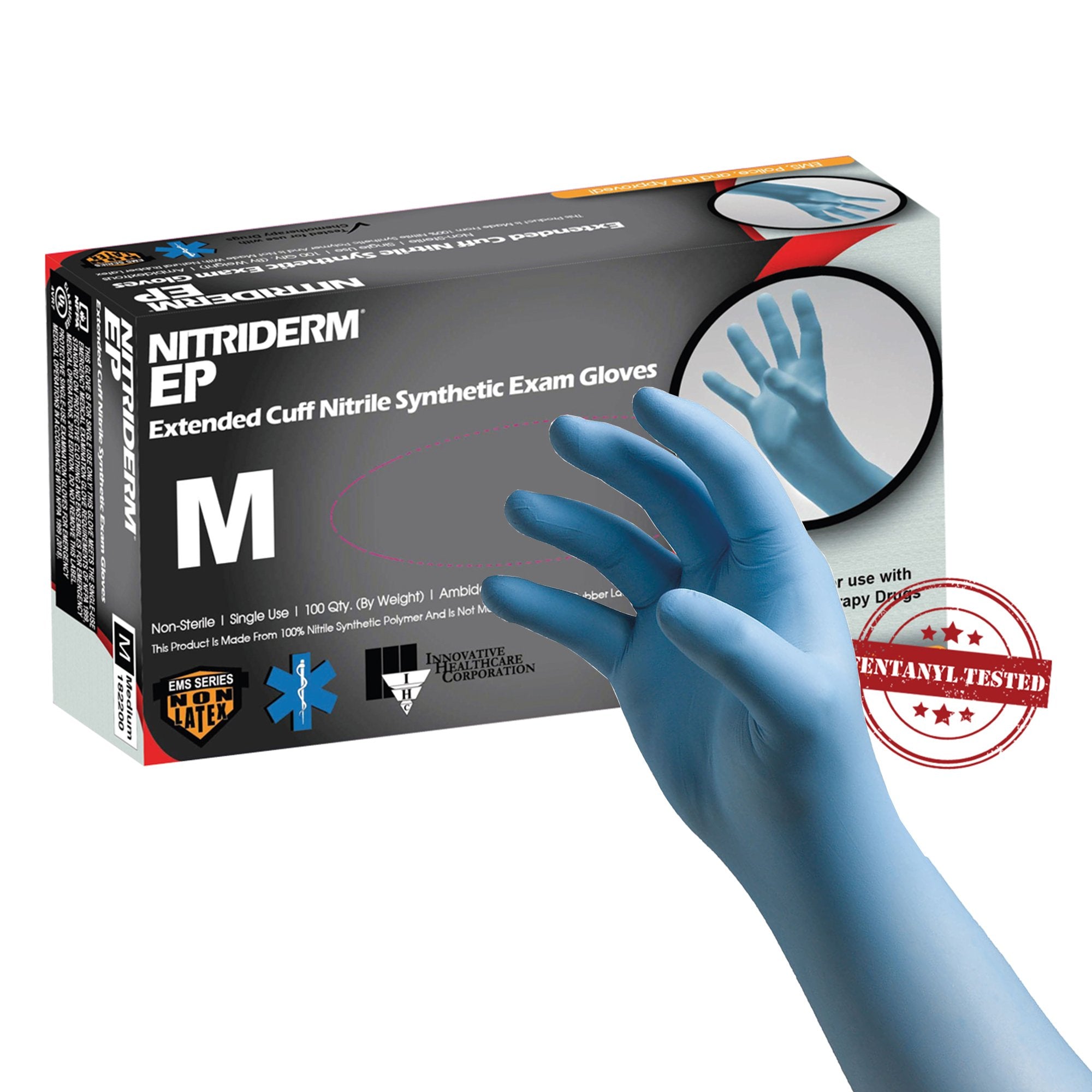 Innovative Healthcare 182200 IHC Nitriderm EP Gloves Medium 100/Pk