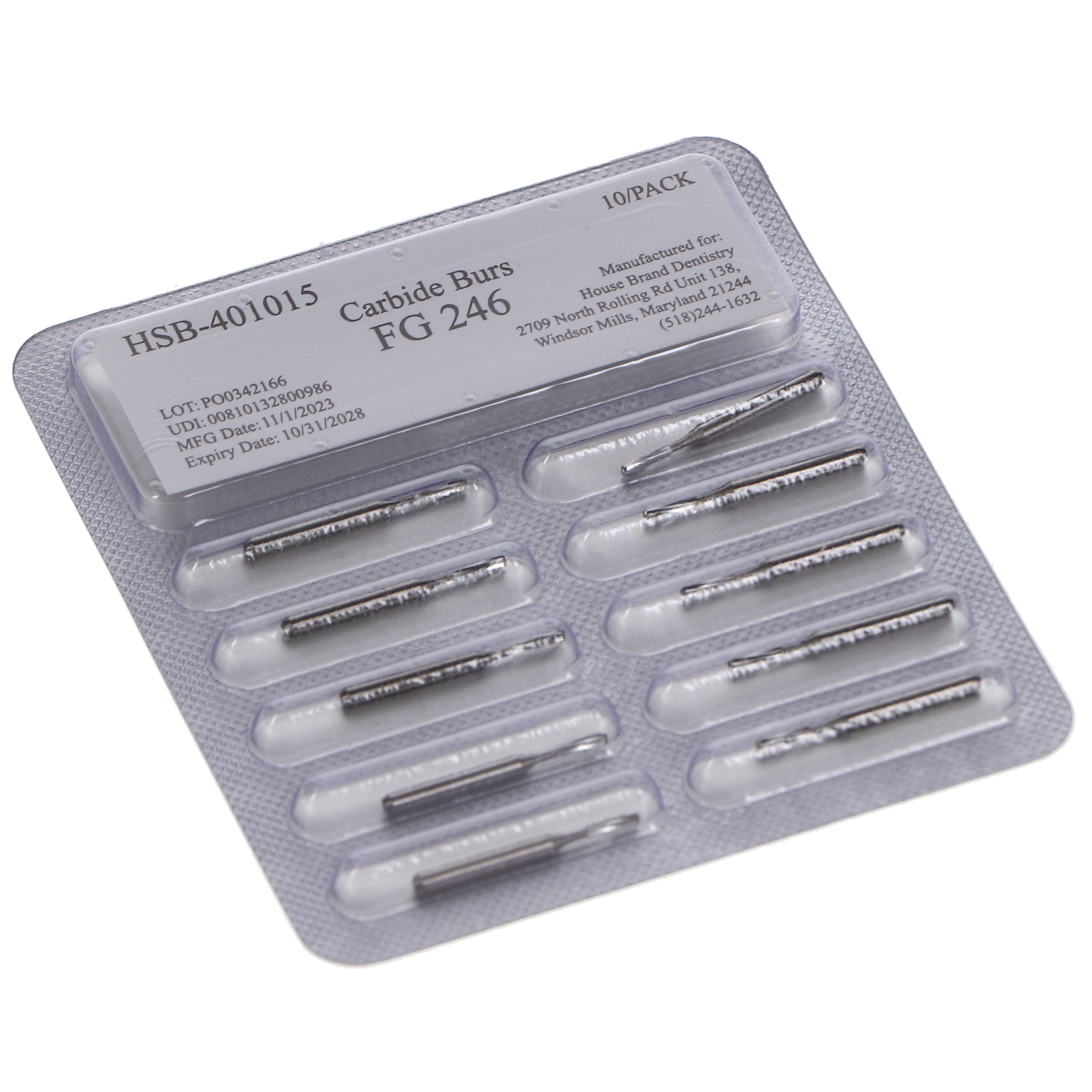 House Brand Dentistry 401015 HSB FG #246 Amalgam Preparation Carbide Burs 100/Pk