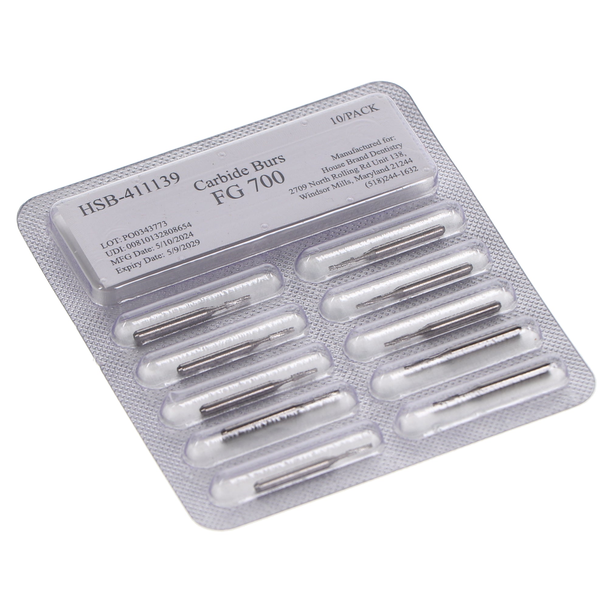 House Brand Dentistry 411139 HSB FG #700 Taper Fissure Crosscut Carbide Burs 10/Pk
