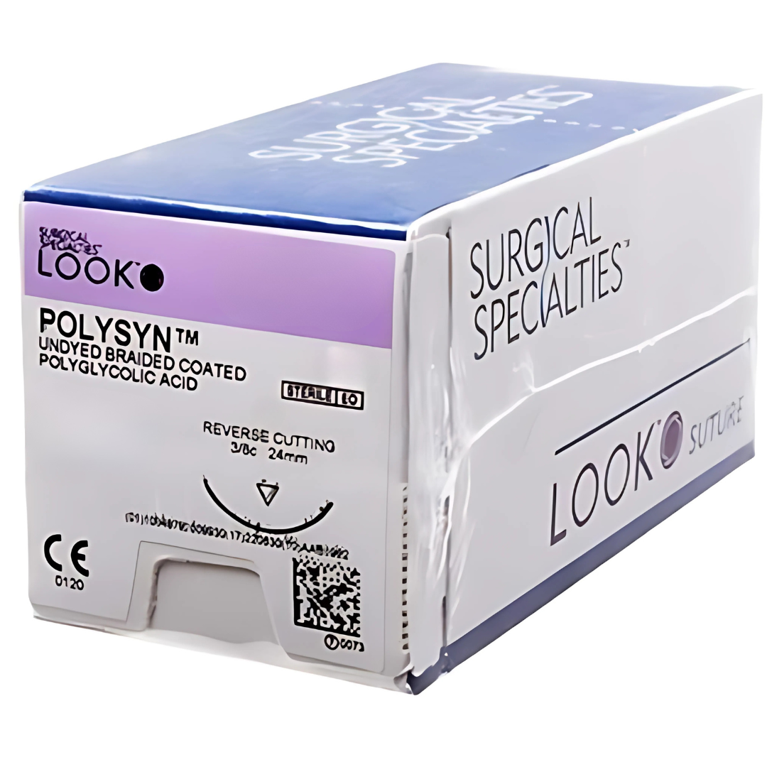 Look 317B PolySyn Violet Braided Absorbable Sutures T Tapered 2/0 1/2 Circle 27