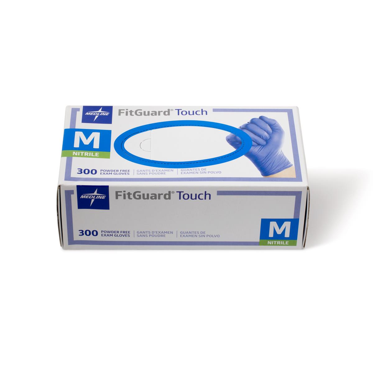 Medline FG3002H Fitguard Touch Nitrile Exam Gloves Medium 300/Box