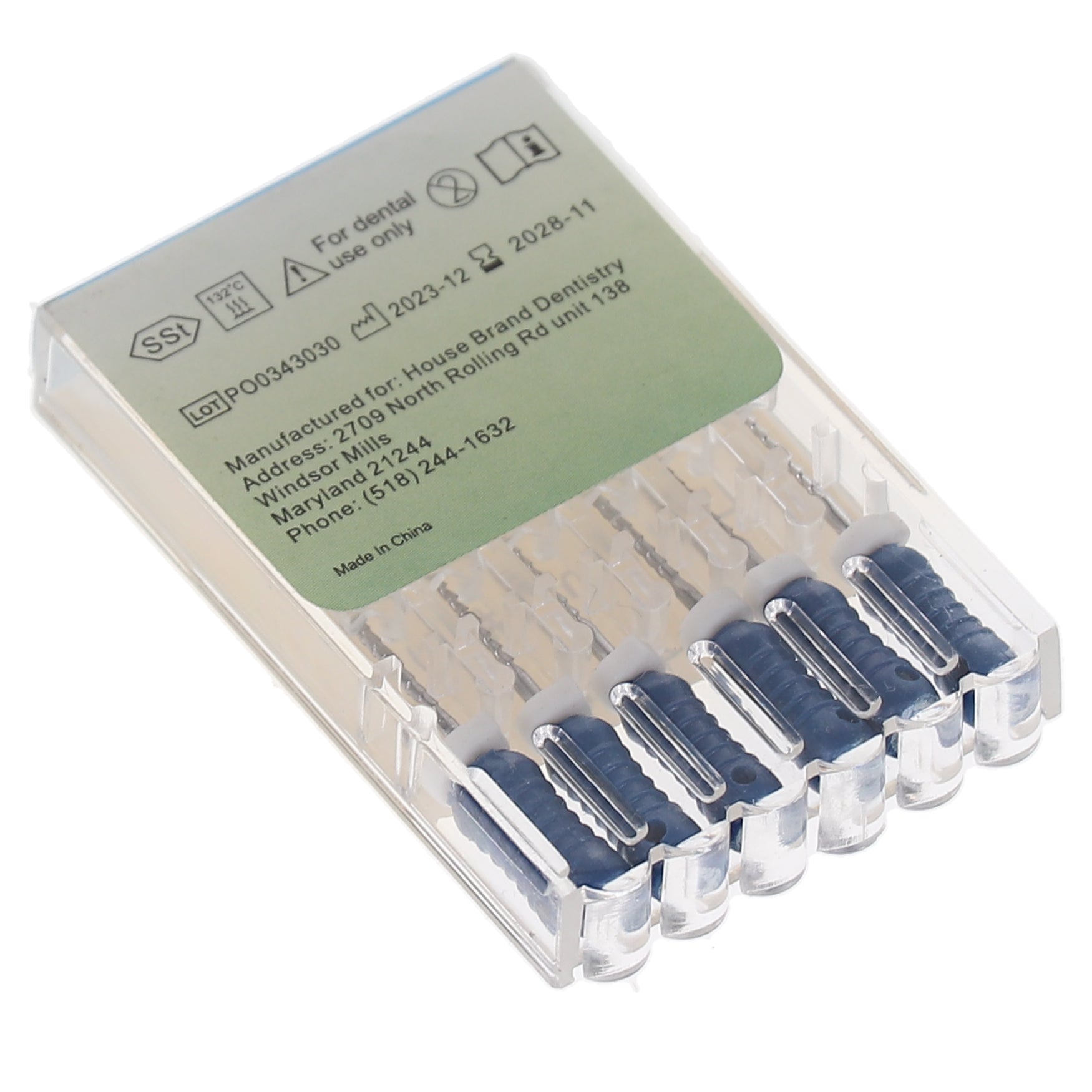 House Brand Dentistry 400462 HSB Hedstrom Endodontic Files 21mm #60 Blue Stainless Steel 6/Pk