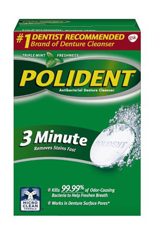 GlaxoSmithKline 209009 Polident 3-Minute Denture Cleanser Tabs 90/Pk