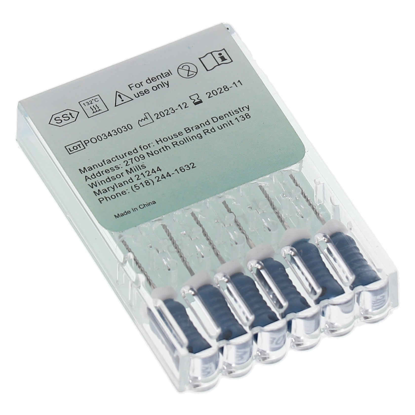 House Brand Dentistry 400107 HSB Endodontic K-Files 21mm #30 Blue Stainless Steel 6/Pk