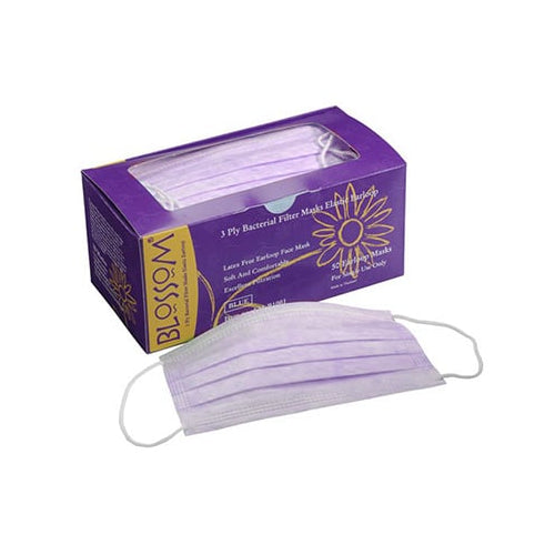 Blossom Disposables FM-P1206-PURPLE Earloop Face Masks Latex Free Lavender 50/Bx