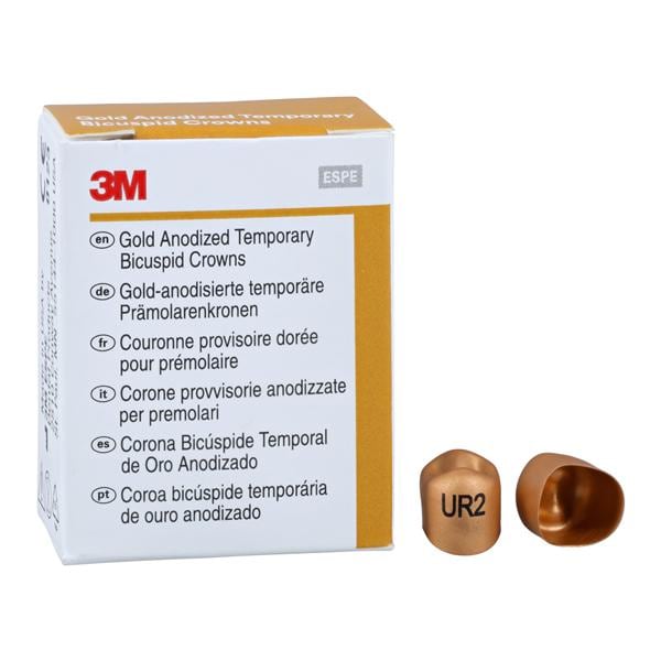 3M Solventum 940522 Unitek Crowns Gold Anodized 1st Bicuspid #2 Upper Right 5/Bx