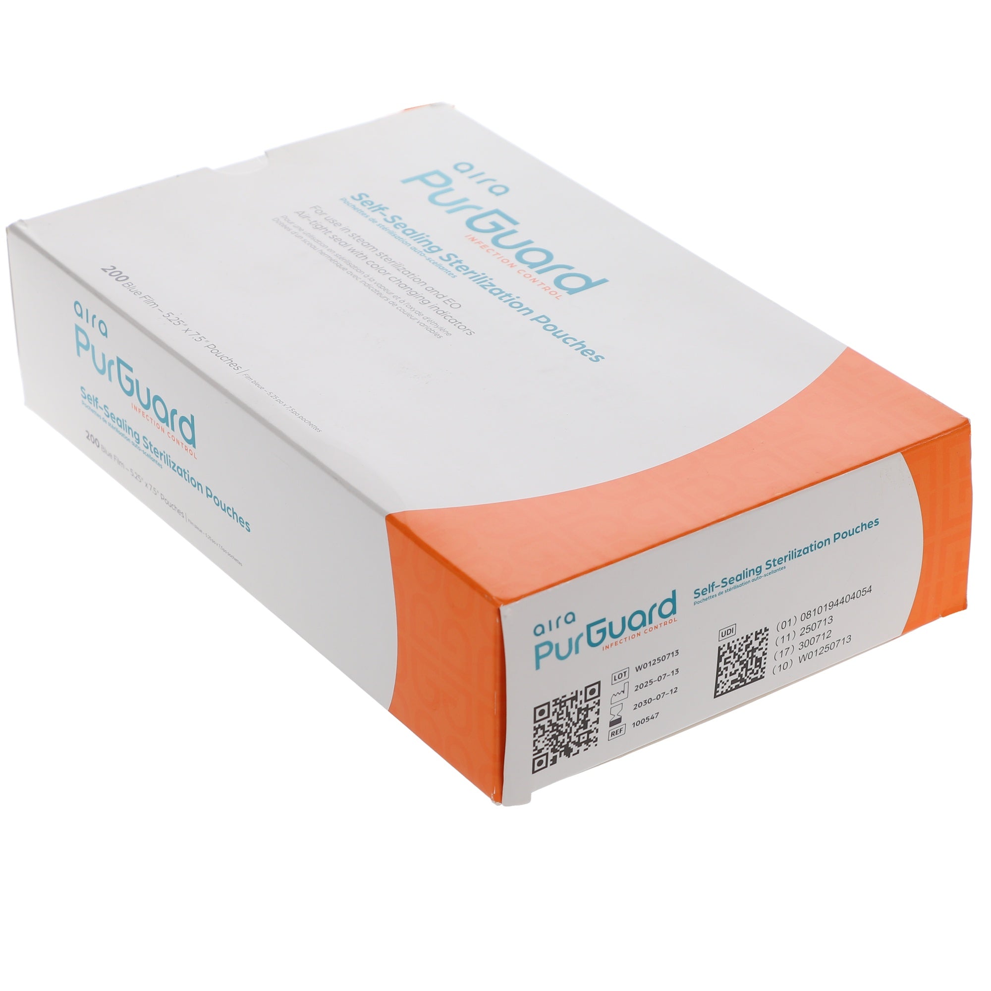 Aira 100547 PurGuard Self-Sealing Sterilization Pouches Paper Blue Film 5.25