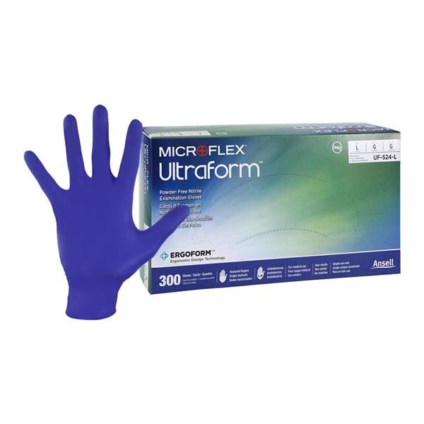 Microflex UF-524-L Ultraform Cobalt Blue Nitrile Gloves Large 300/Box