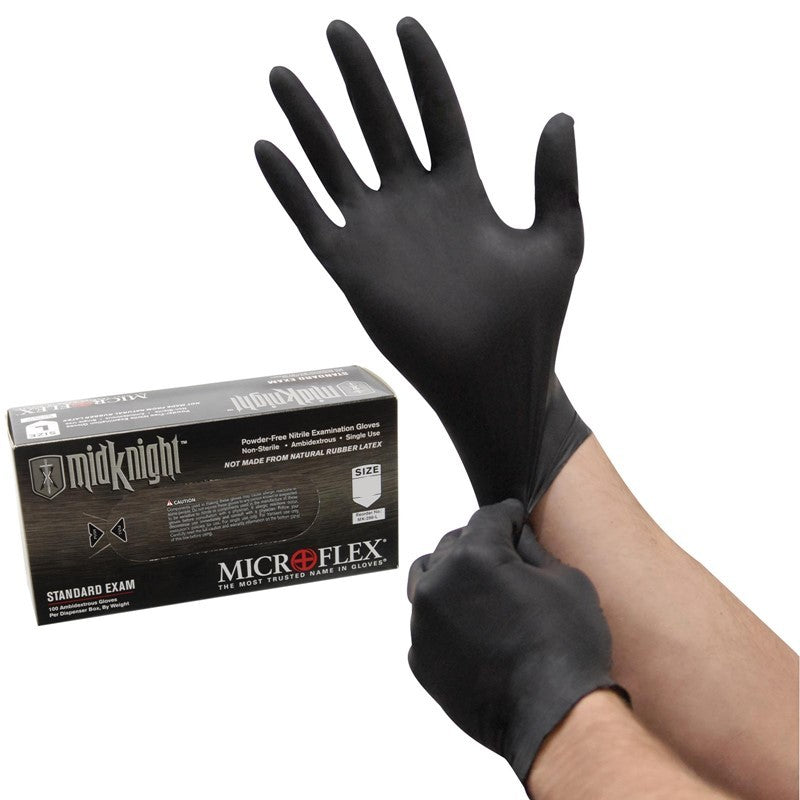 Microflex MK-296-XXL Midknight Nitrile Exam Gloves XX-Large Black 100/Bx