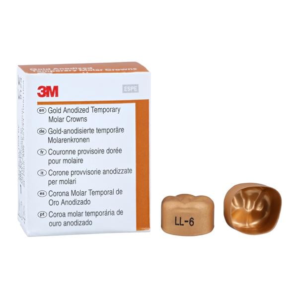 3M Solventum 940336 Unitek Crowns Gold Anodized 1st Molar #6 Lower Left 5/Bx