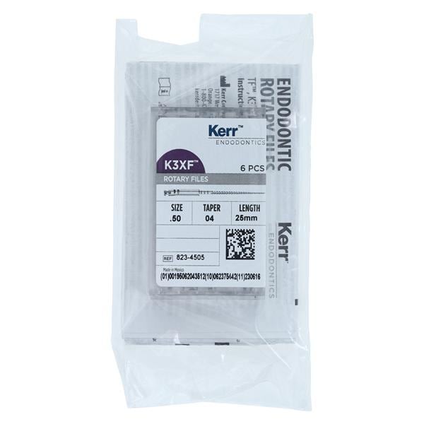 Kerr Dental 823-4505 K3 XF Endodontic Rotary Files .50/.04 25mm 6/Pk