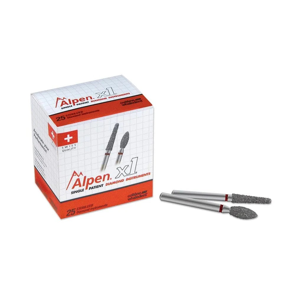 Coltene Whaledent X10839M014 Alpen X1 FG #839-014M End Cutting Medium Grit Diamond Burs 25/Pk