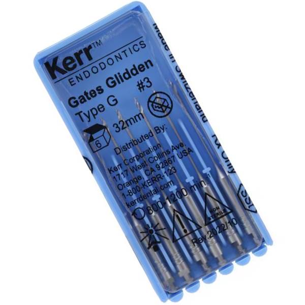 Kerr Dental 17285 Gates Glidden Drills RA 18mm #3 6/Pk