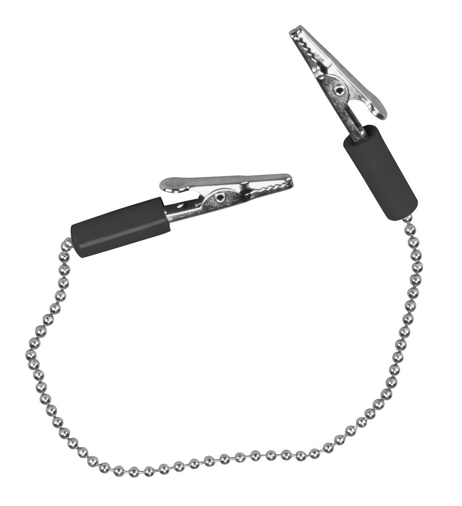 Palmero 310-BLACK Chain Napkin Bib Holder White Chrome Plated Alligator Tips 15