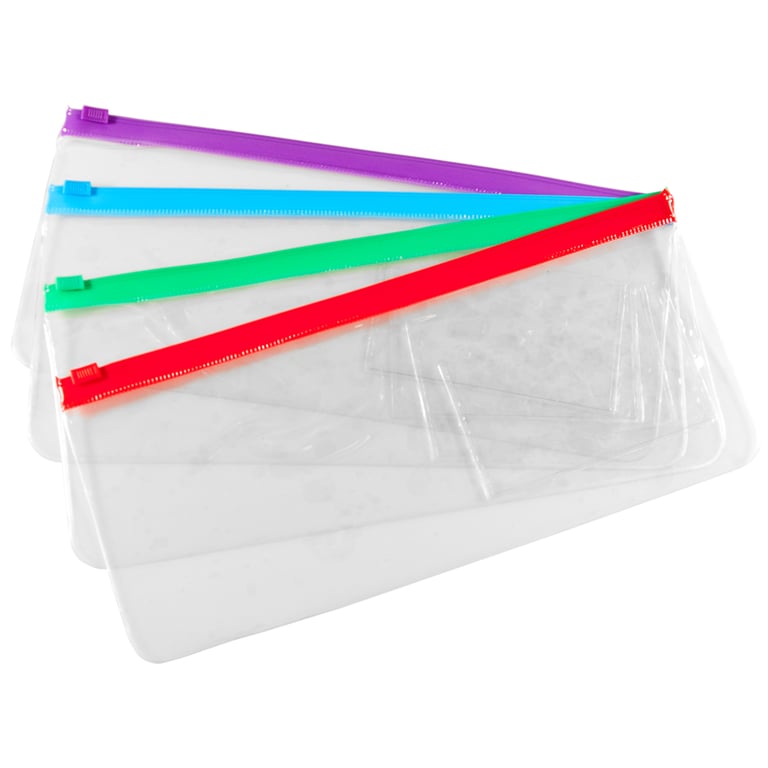 Plak Smacker 12051 Clear Bags With Colored Zippers 9.5