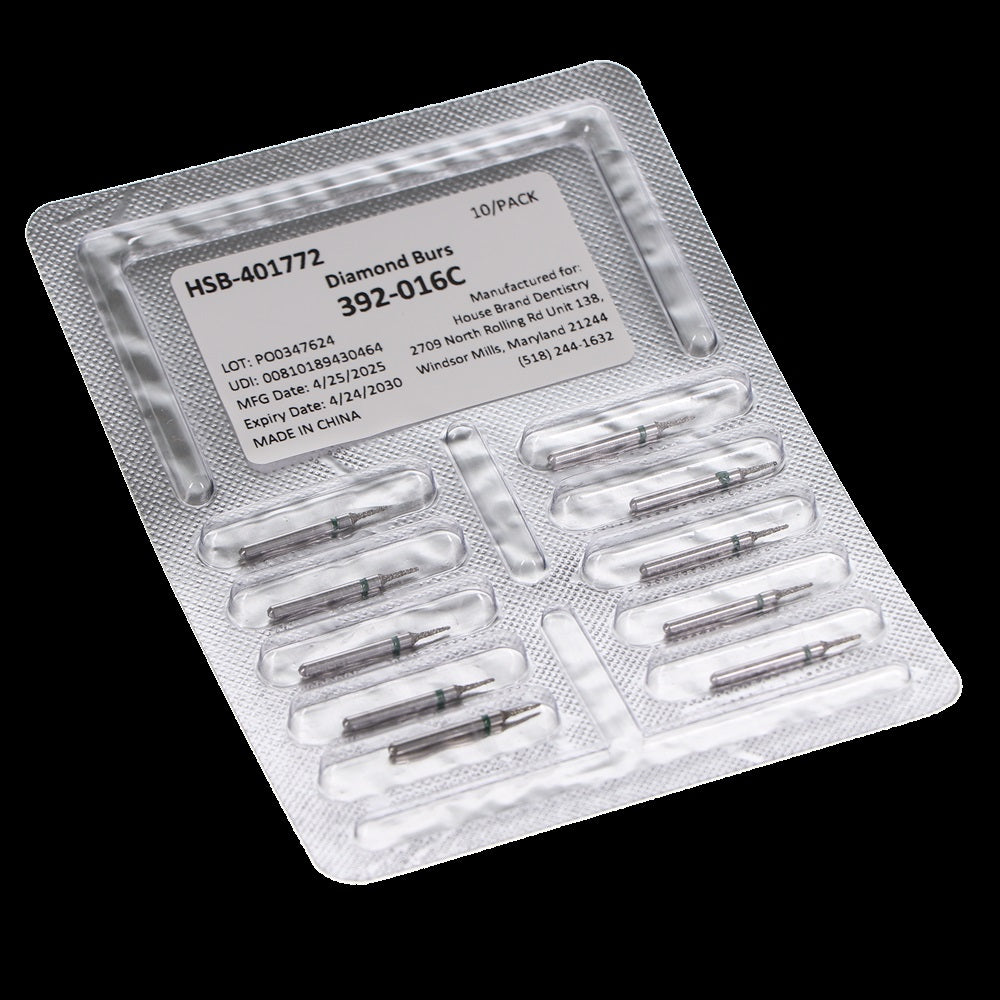 House Brand Dentistry 401772 HSB FG 392-016C Interproximal Coarse Grit Diamond Burs 10/Pk