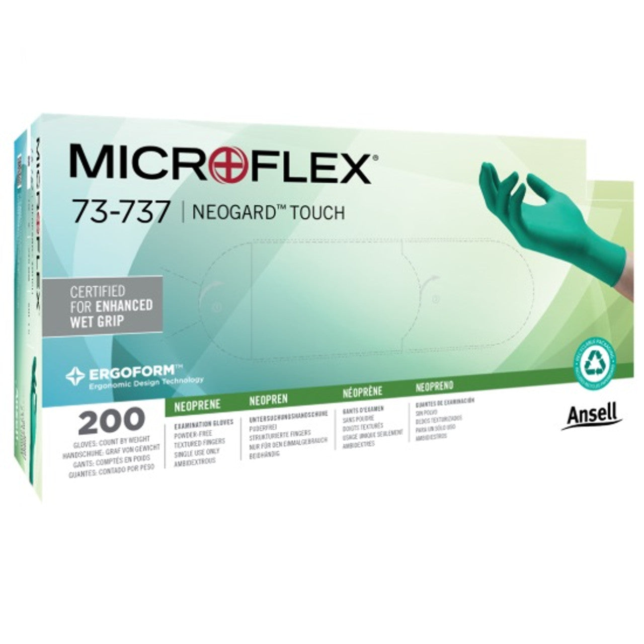 Microflex 73737060 NeoGard Touch Neoprene Gloves Extra Small 200/Bx