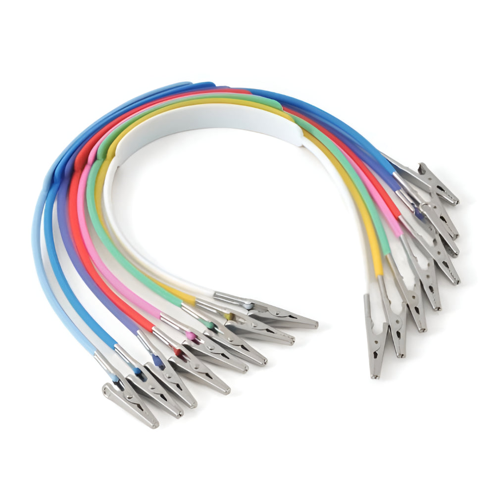 Premium Plus ONE090-ASSORTED Flexible Silicone Bib Holders With Stainless Steel Alligator Clips Autoclavable 10/Pk