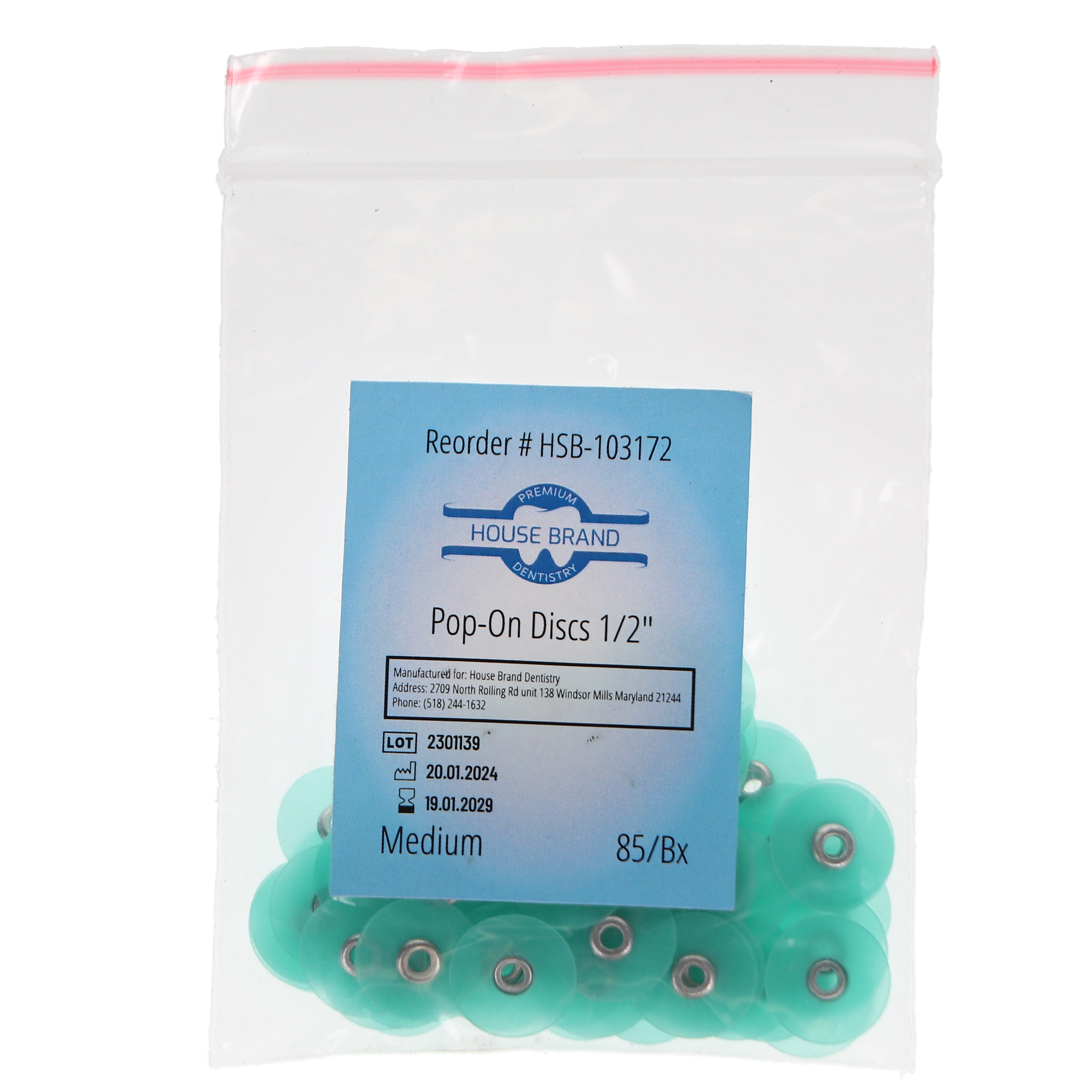 House Brand Dentistry 103172 HSB Pop-On Finishing & Polishing Discs 1/2