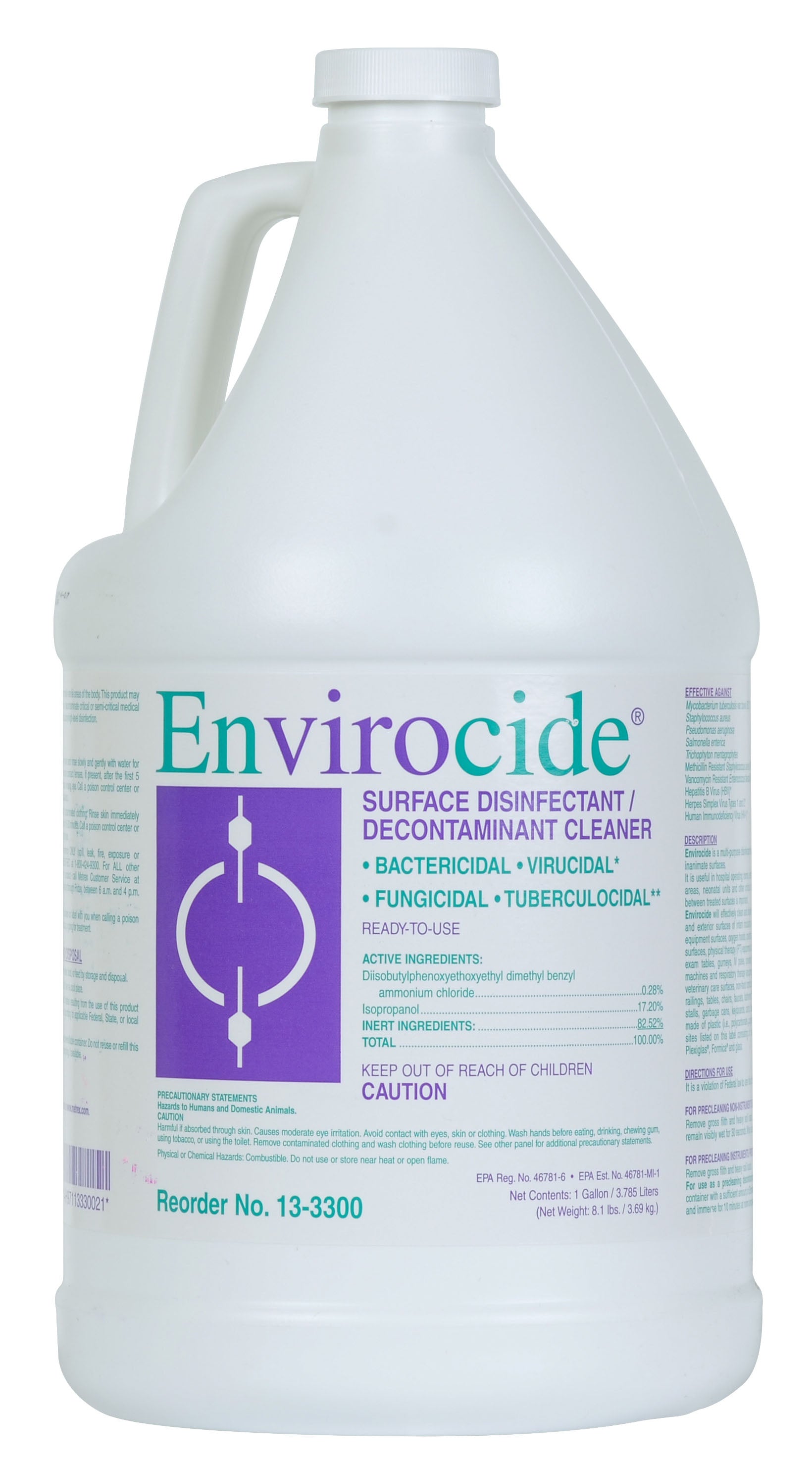 Metrex 13-3300 Envirocide Intermediate Level Surface & Instrument Disinfectant 1 Gallon