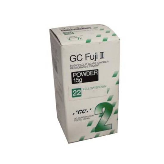 GC 000096 Fuji II Glass Ionomer Restorative Powder #22 Yellow Brown 15gm