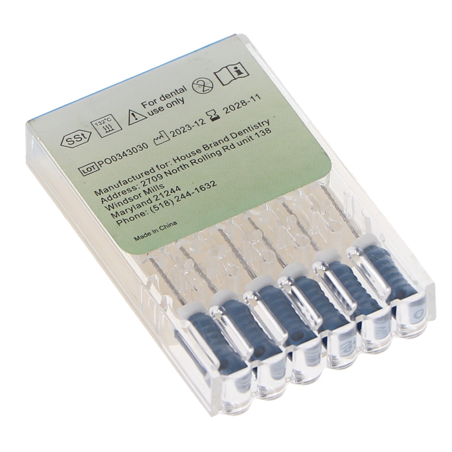 House Brand Dentistry 400455 HSB Hedstrom Endodontic Files 21mm #30 Blue Stainless Steel 6/Pk