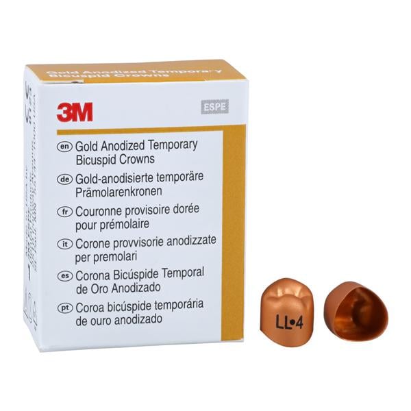 3M Solventum 940534 Unitek Crowns Gold Anodized 1st Bicuspid #4 Lower Left 5/Bx