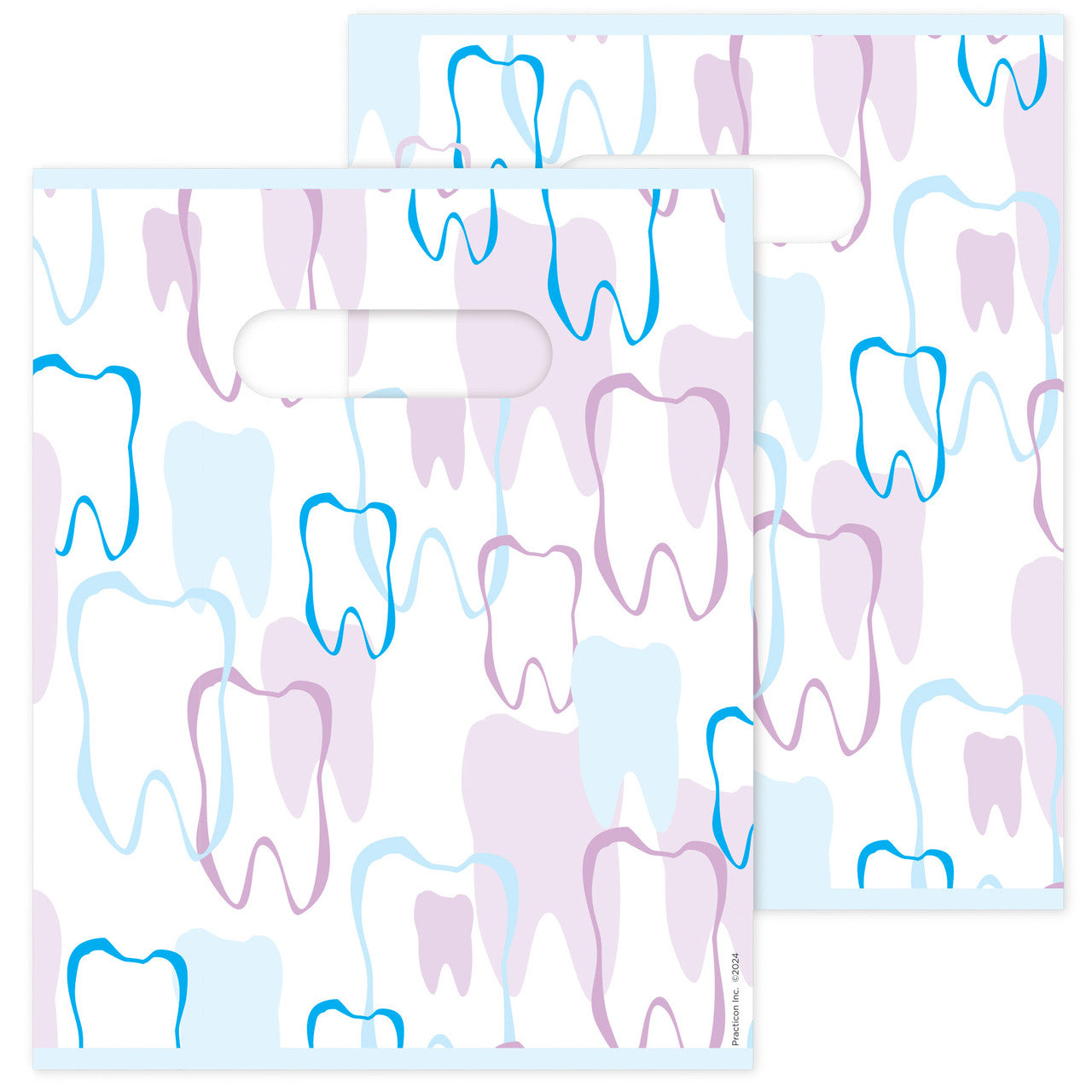 Practicon 10-21780TO Scatter Print Tote Bags 1.5 Mil Plastic With Die Cut Handles Size 8