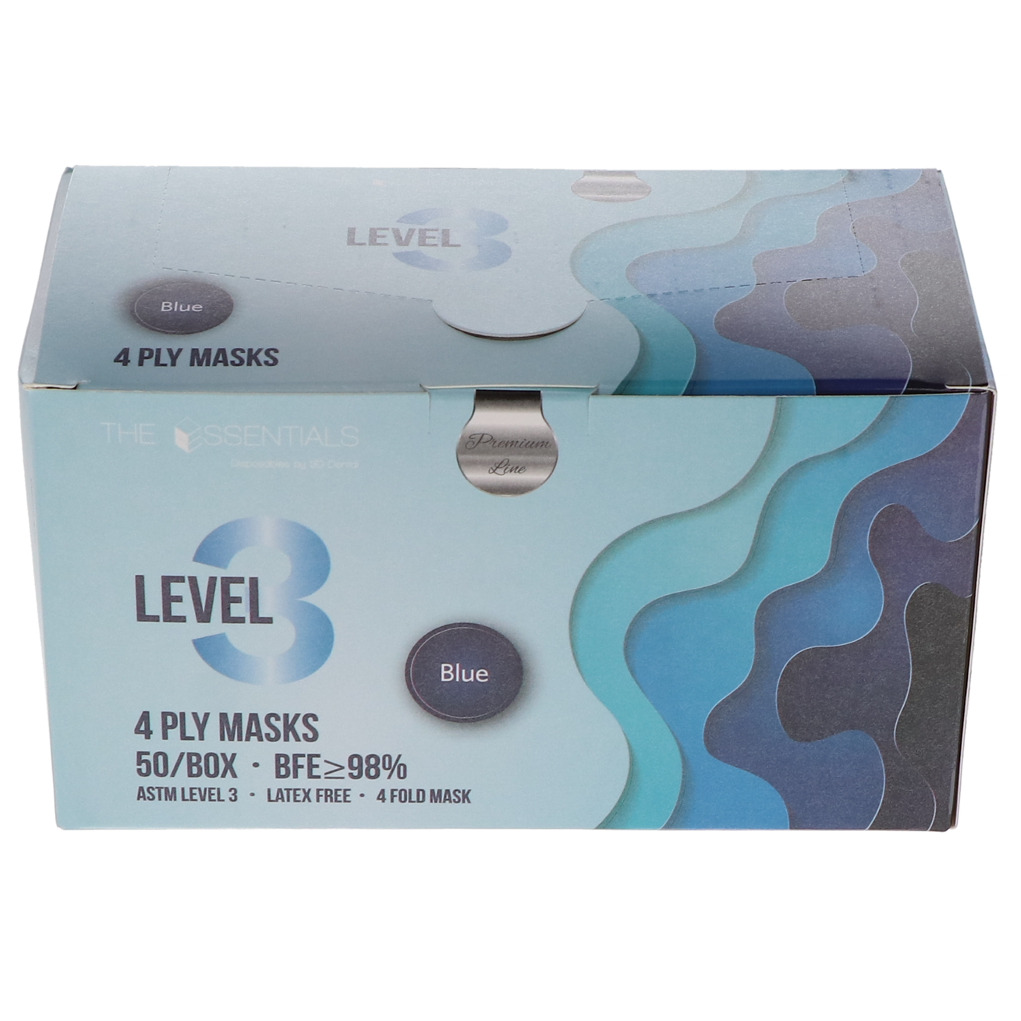 House Brand ELM3-B Essentials Premium ASTM Level 3 Ear Loop Mask Blue 50/Box