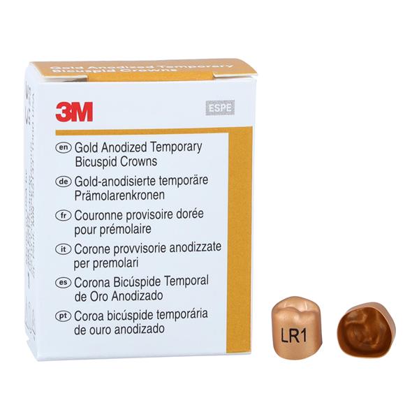 3M Solventum 940641 Unitek Crowns Gold Anodized 2nd Bicuspid #1 Lower Right 5/Bx