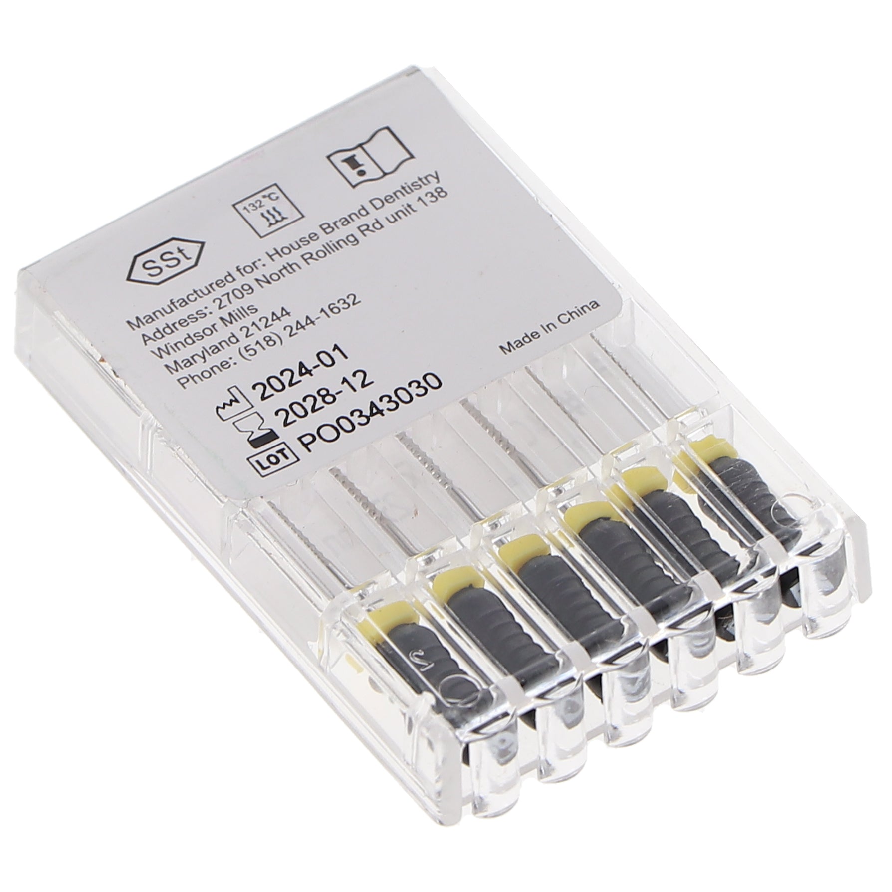 House Brand Dentistry 400221 HSB K-Files Flex-Type 25mm #40 Black Stainless Steel 6/Pk