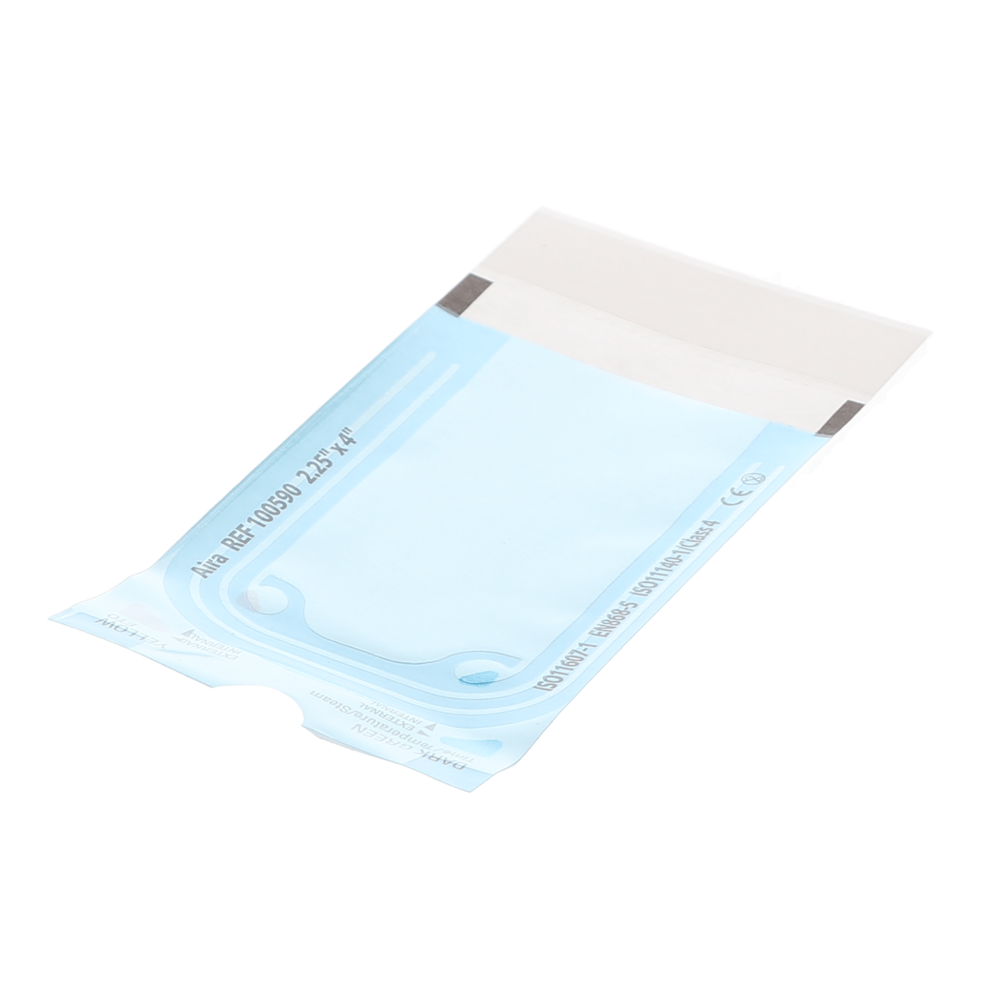 Aira 100590 Sterilization Pouch, Class 4, Self-Sealing, Blue Film, 2.25