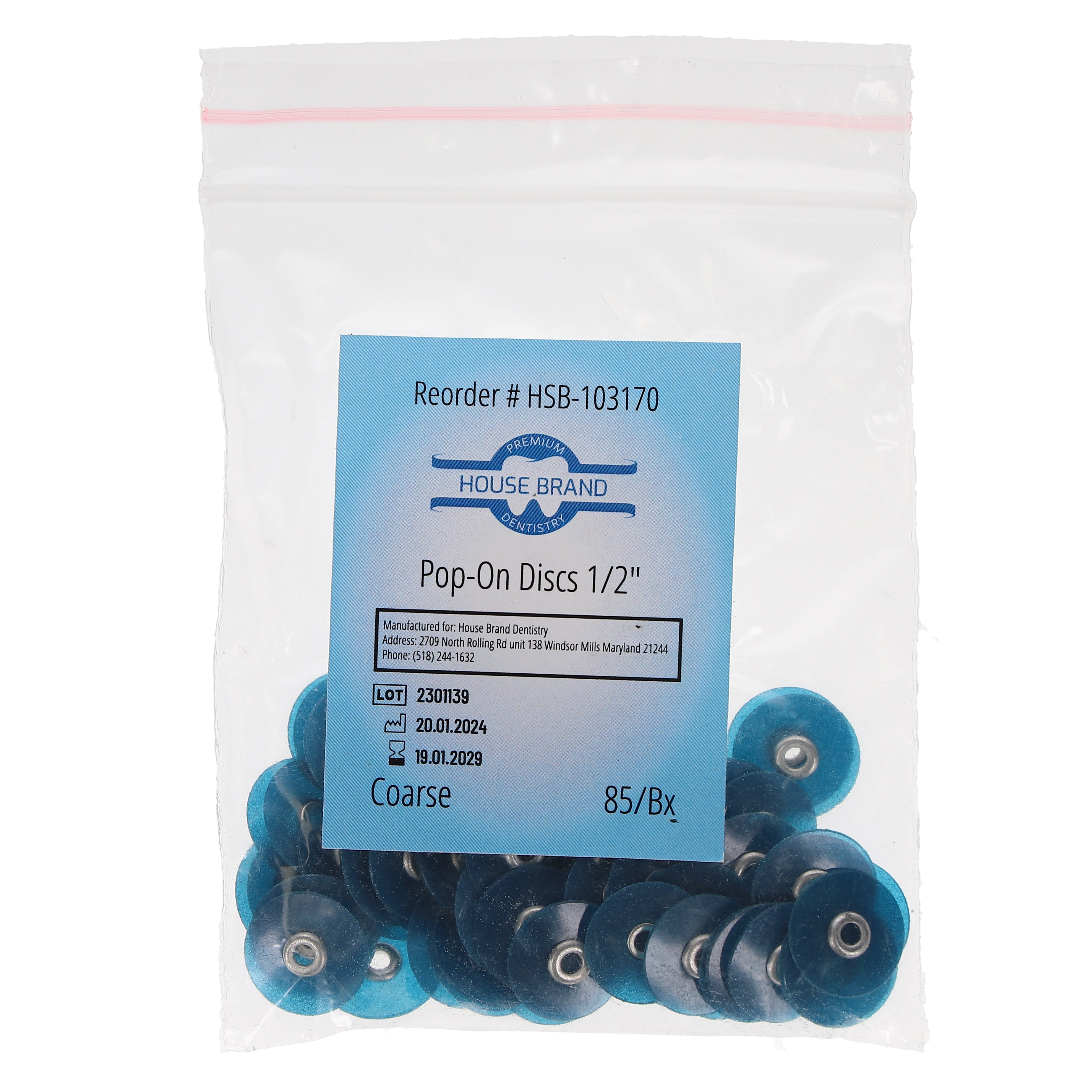 House Brand Dentistry 103170 HSB Pop-On Finishing & Polishing Discs 1/2