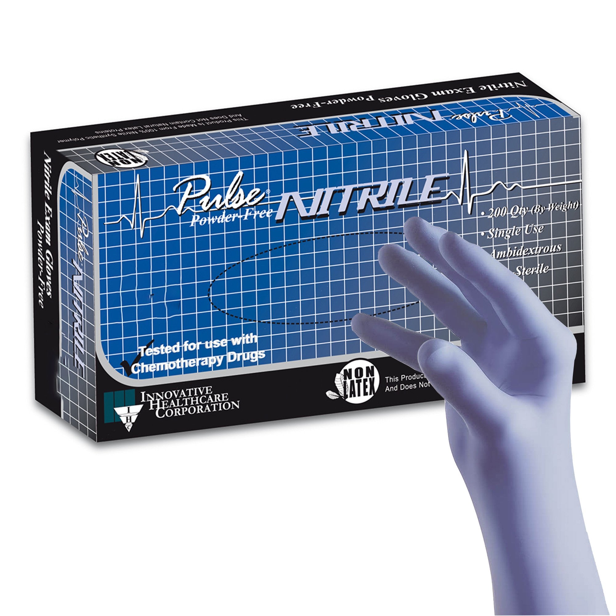 Innovative Healthcare 177202 Pulse Nitrile Gloves Medium Powder Free 200/Bx