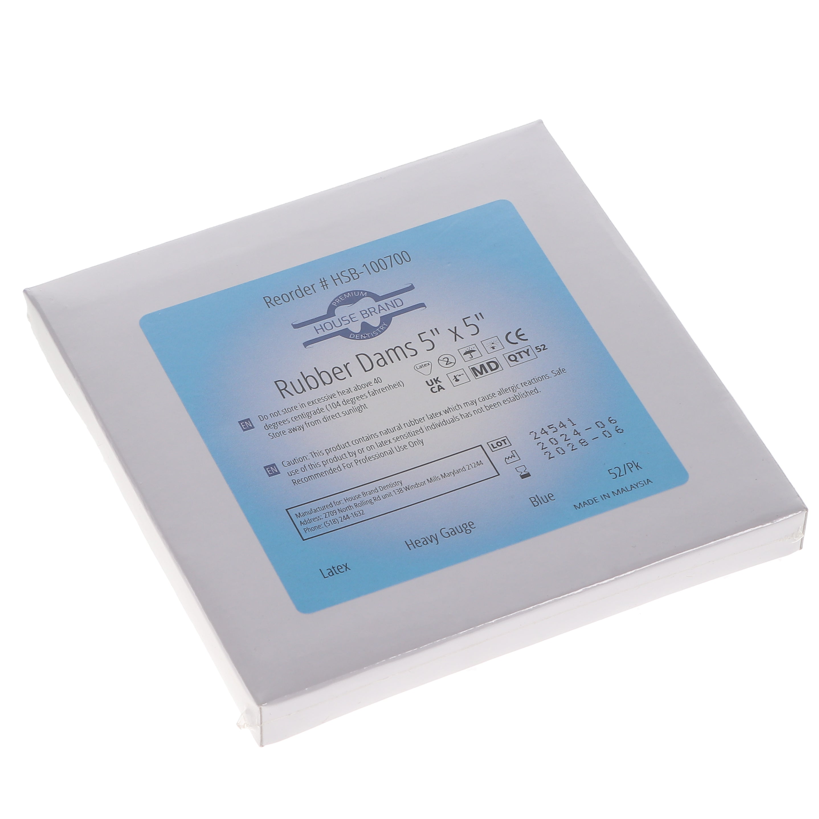 House Brand Dentistry 100700 HSB Rubber Dams Latex 5