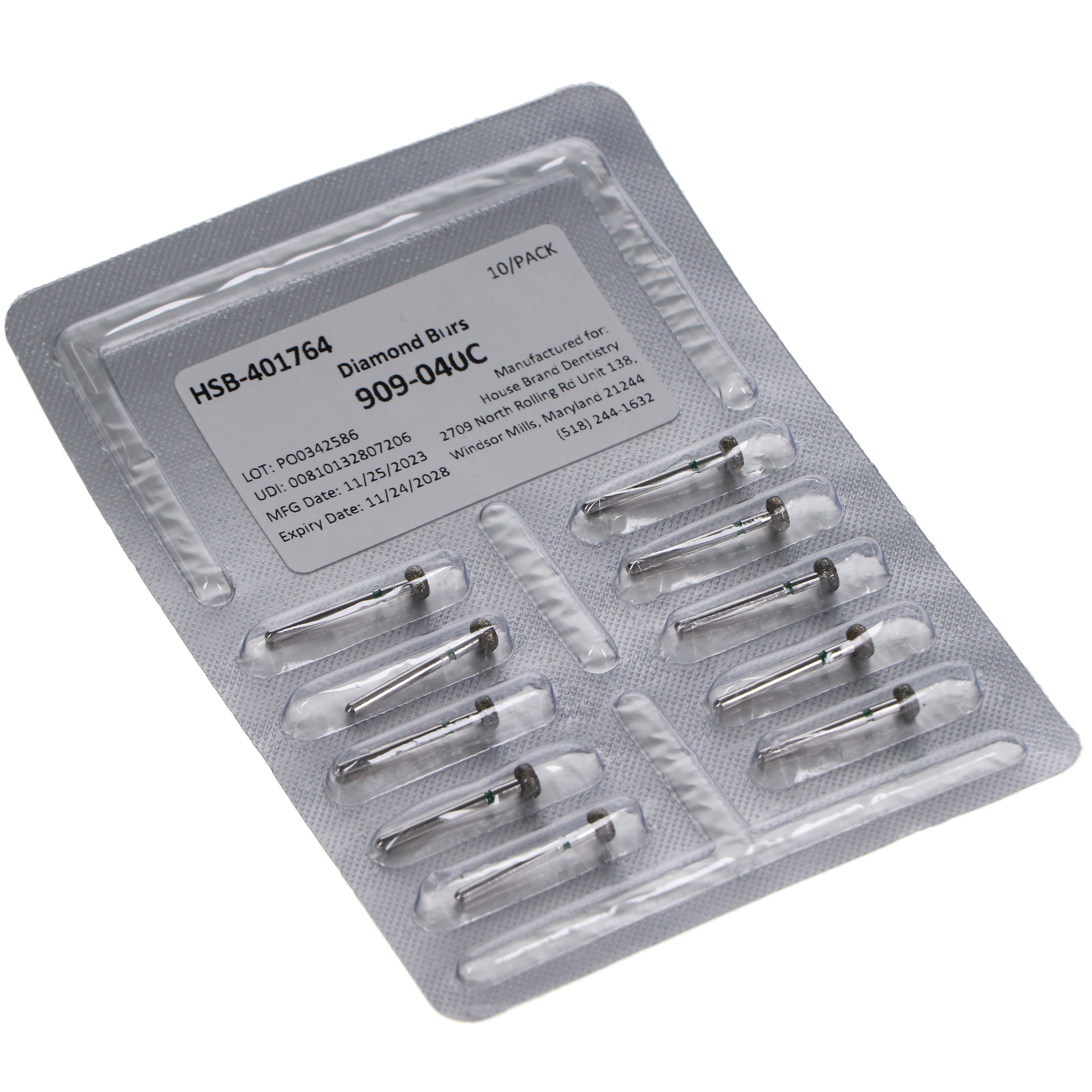 House Brand Dentistry 401764 HSB FG 909-040C Wheel Coarse Grit Diamond Burs 10/Pk