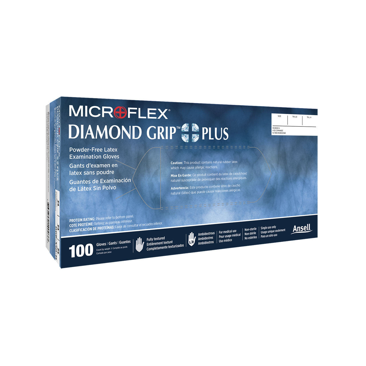 Microflex DGP-350-XL Diamond Grip Plus Latex Gloves PF Extra Large 100/Bx